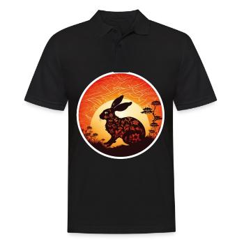 Hase China Kaninchen Chinesisches Neujahr Blumen - Männer Poloshirt - Schwarz - Vorne - Kai (181cm)