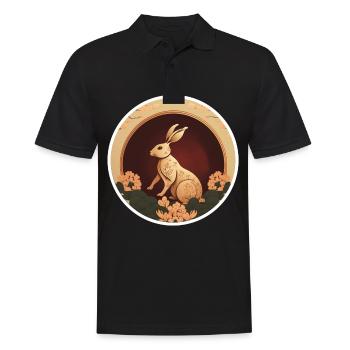 Hase China Kaninchen Chinesisches Neujahr Blumen - Männer Poloshirt - Schwarz - Vorne - Kai (181cm)