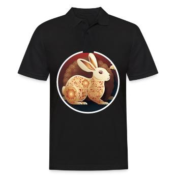 Hase China Kaninchen Chinesisches Neujahr Blumen - Männer Poloshirt - Schwarz - Vorne - Kai (181cm)
