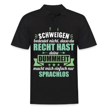 Ich schweige nicht weil du recht hast Dummheit - Männer Poloshirt - Schwarz - Vorne - Kai (181cm)