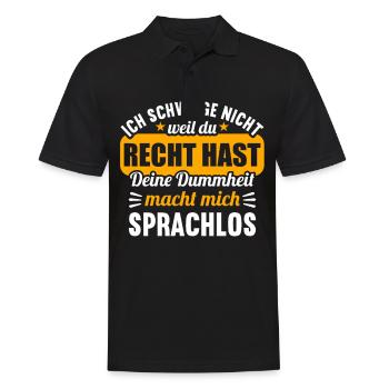 Ich schweige nicht weil du recht hast Dummheit - Männer Poloshirt - Schwarz - Vorne - Kai (181cm)