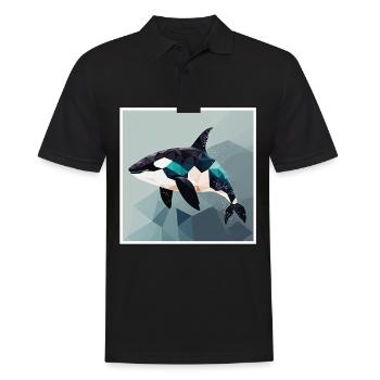 Wal Orca Polygon Geometrisch Unterwasserwelt Ozean - Männer Poloshirt - Schwarz - Vorne - Kai (181cm)