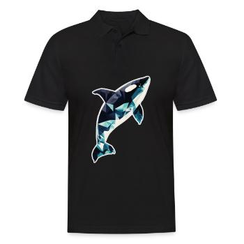 Wal Orca Polygon Geometrisch Unterwasserwelt Ozean - Männer Poloshirt - Schwarz - Vorne - Kai (181cm)