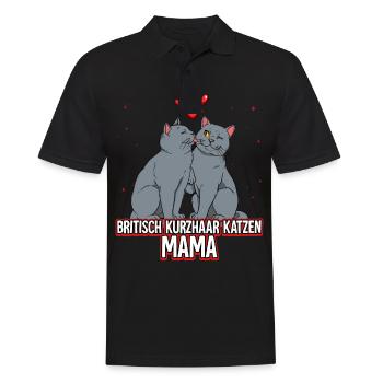 Britisch Kurzhaar Katzen Mama - Männer Poloshirt - Schwarz - Vorne - Kai (181cm)