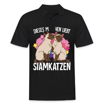 Dieses Mädchen liebt Siamkatzen - Männer Poloshirt - Schwarz - Vorne - Kai (181cm)