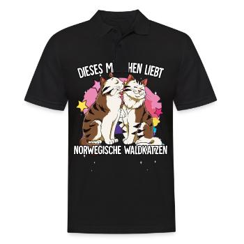 Dieses Mädchen liebt Norwegische Waldkatzen - Männer Poloshirt - Schwarz - Vorne - Kai (181cm)