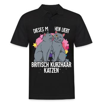 Dieses Mädchen liebt Britisch Kurzhaar Katzen - Männer Poloshirt - Schwarz - Vorne - Kai (181cm)