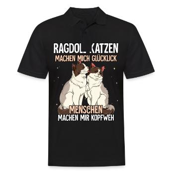 Ragdoll Katzen - Männer Poloshirt - Schwarz - Vorne - Kai (181cm)