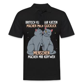 Britisch Kurzhaar Katzen - Männer Poloshirt - Schwarz - Vorne - Kai (181cm)