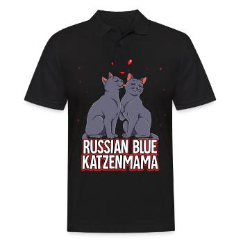 Russisch Blau Katzen Mama - Männer Poloshirt - Schwarz - Vorne - Kai (181cm)