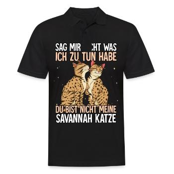 Savannah Katze - Männer Poloshirt - Schwarz - Vorne - Kai (181cm)