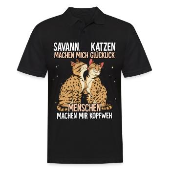 Savannah Katzen - Männer Poloshirt - Schwarz - Vorne - Kai (181cm)