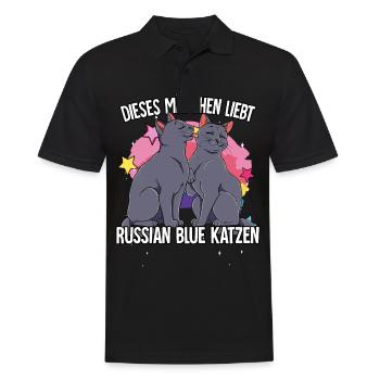 Dieses Mädchen liebt Russisch Blau Katzen - Männer Poloshirt - Schwarz - Vorne - Kai (181cm)