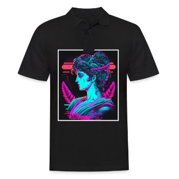 Vaporwave Griechische Mythologie Gott Neon Olymp - Männer Poloshirt - Schwarz - Vorne - Kai (181cm)