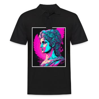 Vaporwave Griechische Mythologie Gott Neon Olymp - Männer Poloshirt - Schwarz - Vorne - Kai (181cm)