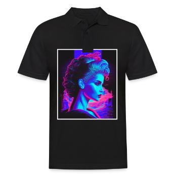 Vaporwave Griechische Mythologie Gott Neon Olymp - Männer Poloshirt - Schwarz - Vorne - Kai (181cm)