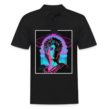 Vaporwave Griechische Mythologie Gott Neon Olymp - Männer Poloshirt - Schwarz - Vorne - Kai (181cm)