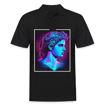 Vaporwave Griechische Mythologie Gott Neon Olymp - Männer Poloshirt - Schwarz - Vorne - Kai (181cm)