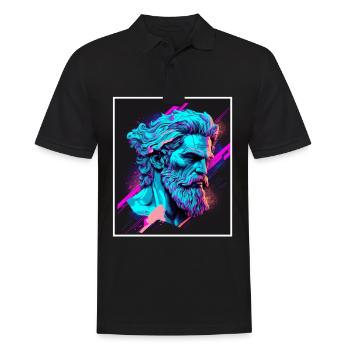 Vaporwave Griechische Mythologie Gott Neon Olymp - Männer Poloshirt - Schwarz - Vorne - Kai (181cm)