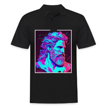 Vaporwave Griechische Mythologie Gott Neon Olymp - Männer Poloshirt - Schwarz - Vorne - Kai (181cm)