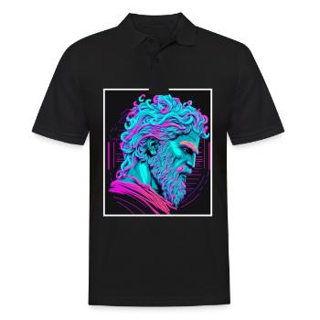 Vaporwave Griechische Mythologie Gott Neon Olymp - Männer Poloshirt - Schwarz - Vorne - Kai (181cm)