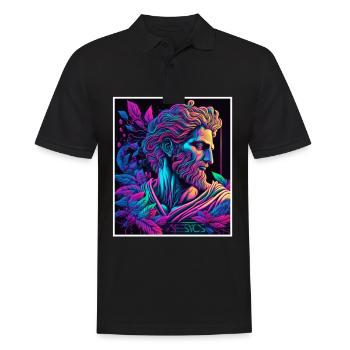 Vaporwave Griechische Mythologie Gott Neon Olymp - Männer Poloshirt - Schwarz - Vorne - Kai (181cm)