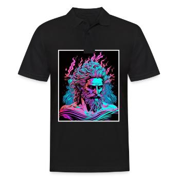 Vaporwave Griechische Mythologie Gott Neon Olymp - Männer Poloshirt - Schwarz - Vorne - Kai (181cm)