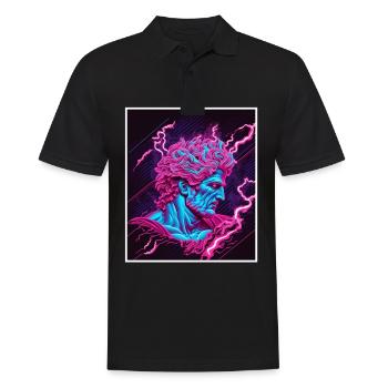 Vaporwave Griechische Mythologie Gott Neon Olymp - Männer Poloshirt - Schwarz - Vorne - Kai (181cm)