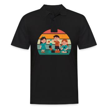 Kinder Kindergarten Spielen Junge Mädchen Kind - Männer Poloshirt - Schwarz - Vorne - Kai (181cm)