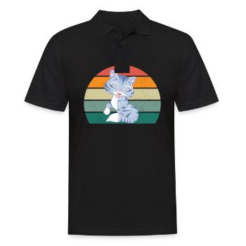 Cat Kätzchen Katzenmama Katzenpapa Frauchen Katze - Männer Poloshirt - Schwarz - Vorne - Kai (181cm)