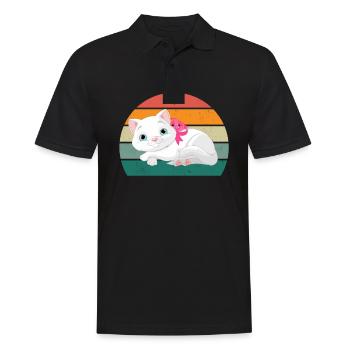 Cat Kätzchen Katzenmama Katzenpapa Frauchen Katze - Männer Poloshirt - Schwarz - Vorne - Kai (181cm)