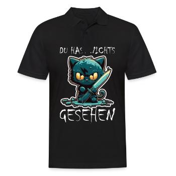 Du hast nichts gesehen Katze Messer Kätzchen - Männer Poloshirt - Schwarz - Vorne - Kai (181cm)