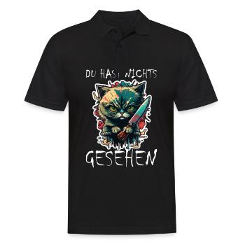 Du hast nichts gesehen Katze Messer Kätzchen - Männer Poloshirt - Schwarz - Vorne - Kai (181cm)