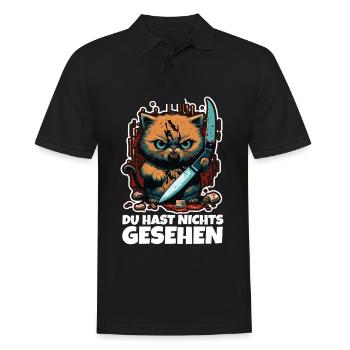 Du hast nichts gesehen Katze Messer Kätzchen - Männer Poloshirt - Schwarz - Vorne - Kai (181cm)