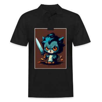 Du hast nichts gesehen Katze Messer Kätzchen - Männer Poloshirt - Schwarz - Vorne - Kai (181cm)