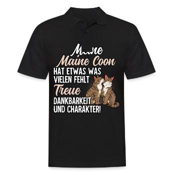 Maine Coon Katze - Männer Poloshirt - Schwarz - Vorne - Kai (181cm)