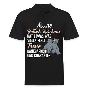 Britisch Kurzhaar Katze - Männer Poloshirt - Schwarz - Vorne - Kai (181cm)
