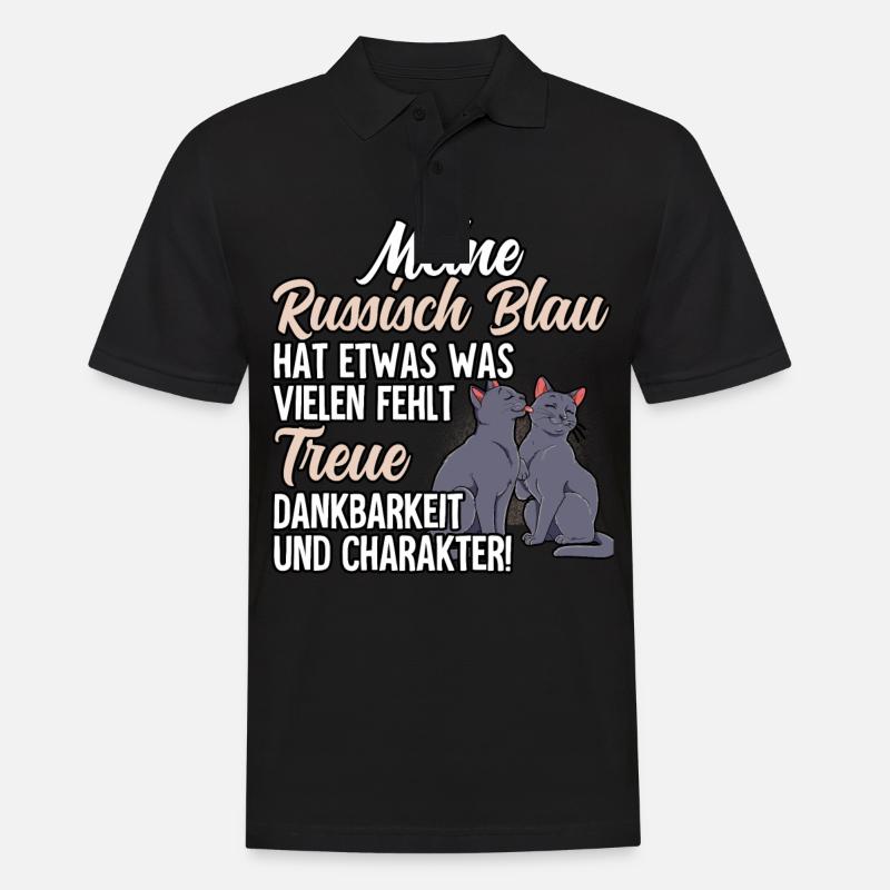 Russisch Blau Katze - Männer Poloshirt - Schwarz