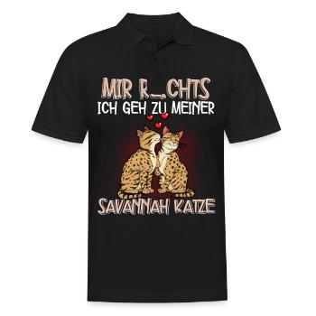 Savannah Katze - Männer Poloshirt - Schwarz - Vorne - Kai (181cm)