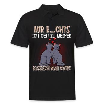 Russisch Blau Katze - Männer Poloshirt - Schwarz - Vorne - Kai (181cm)