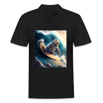 Beach Vibe Otter Cool Surfing Otter - Men's Polo Shirt - black - Front - Kai (181cm)