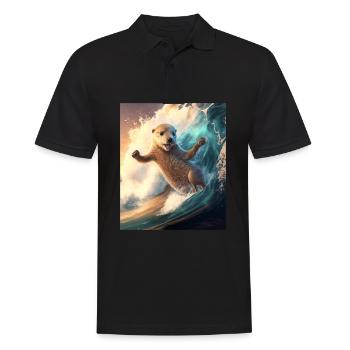 Beach Vibe Otter Cool Surfing Otter - Men's Polo Shirt - black - Front - Kai (181cm)