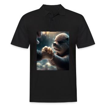 Outres Amants Mignon Loutre de mer Pet - Polo Homme - noir - Devant - Kai (181cm)