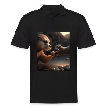 Outres Amants Mignon Loutre de mer Pet - Polo Homme - noir - Devant - Kai (181cm)