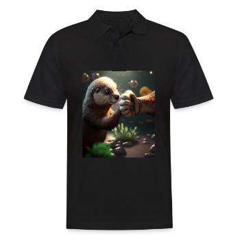 Outres Amants Mignon Loutre de mer Pet - Polo Homme - noir - Devant - Kai (181cm)