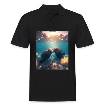 Cute Otter Lovers Sweet Sea Otter Couple - Männer Poloshirt - Schwarz - Vorne - Kai (181cm)
