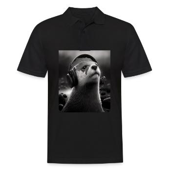 Musicien Animal Propriétaires d’animaux Loutre Amoureux de la musique - Polo Homme - noir - Devant - Kai (181cm)