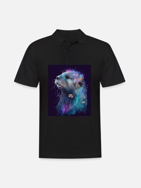Otter Lovers Magical Sea Otter - Men's Polo Shirt - black
