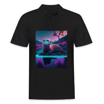 Cool Sea Otter Design Synthwave Wandering Otter - Men's Polo Shirt - black - Front - Kai (181cm)
