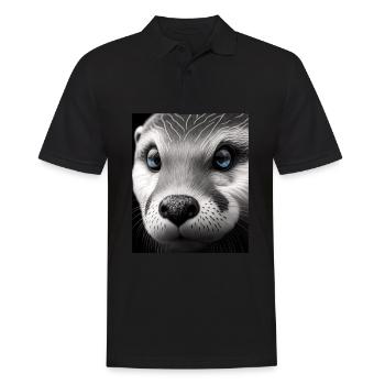 Fashionable Otter Design Cool Sea Otter With Blue - Männer Poloshirt - Schwarz - Vorne - Kai (181cm)